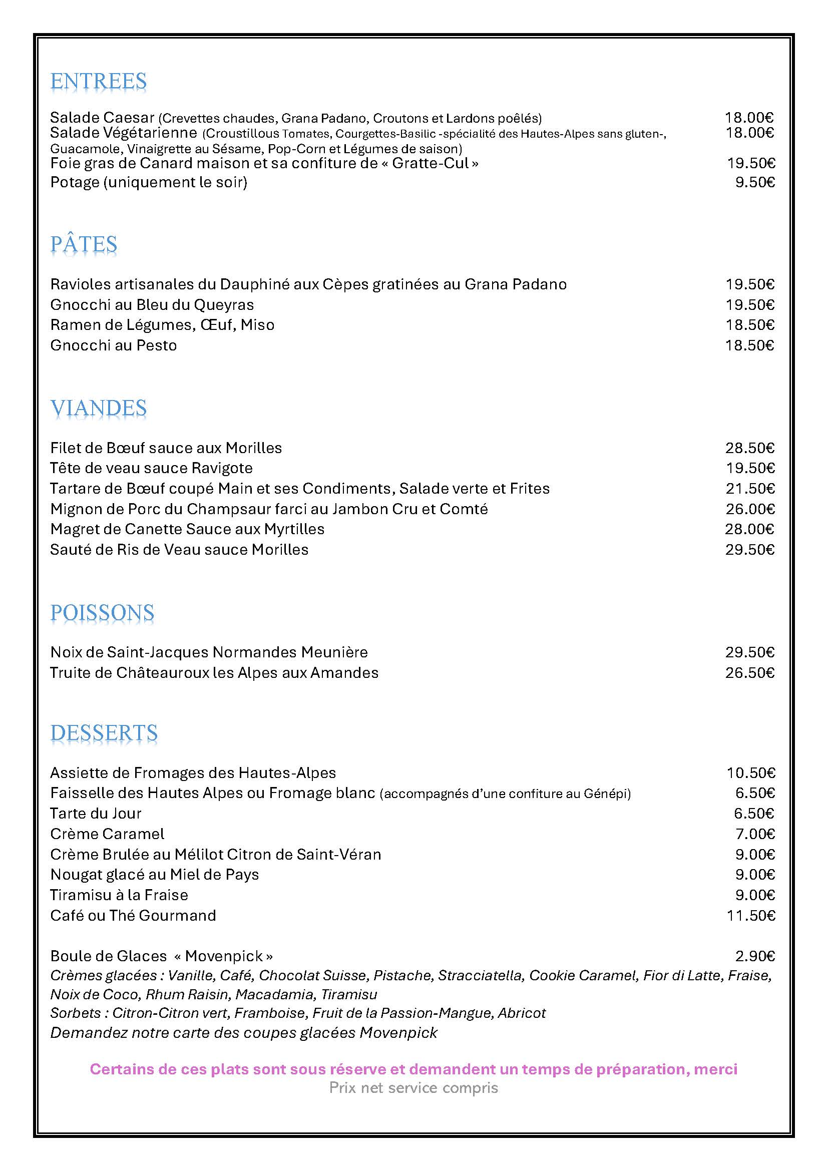 Carte menu E26 avec trame 05.26